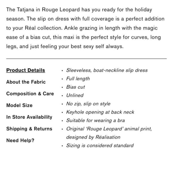 Realisation Tatjana Silk Boatneck Bias Slip Midi Maxi Dress Red Rouge Leopard - Picture 14 of 14